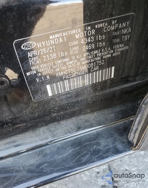 2021 Hyundai Ioniq Se из США, поврежденный, VIN KMHC75LJ4MU081752